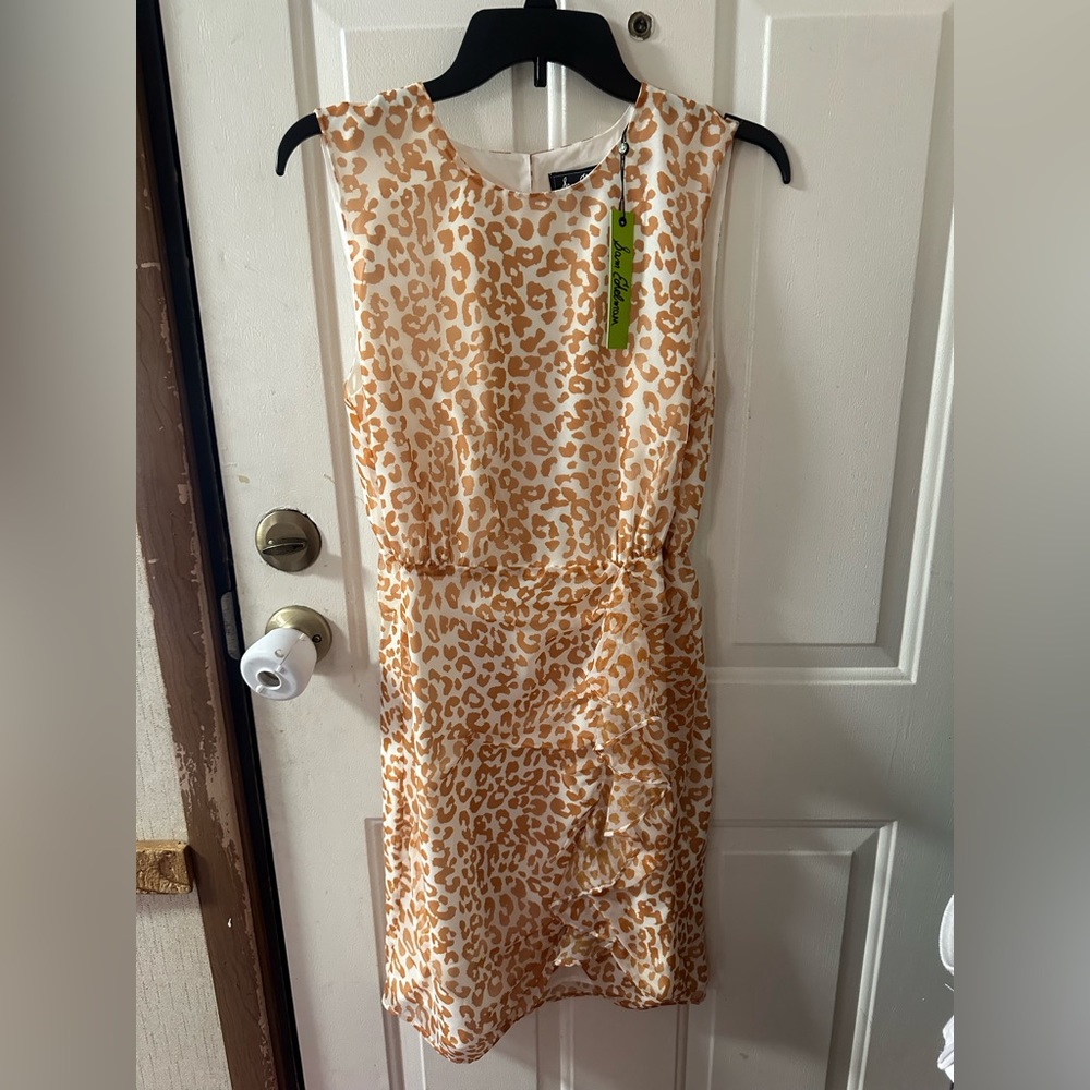 SAM EDELMAN LEOPARD PRINT DRESS: LIGHTWEIGHT: BROWN/WHITE: NWT: SZ S